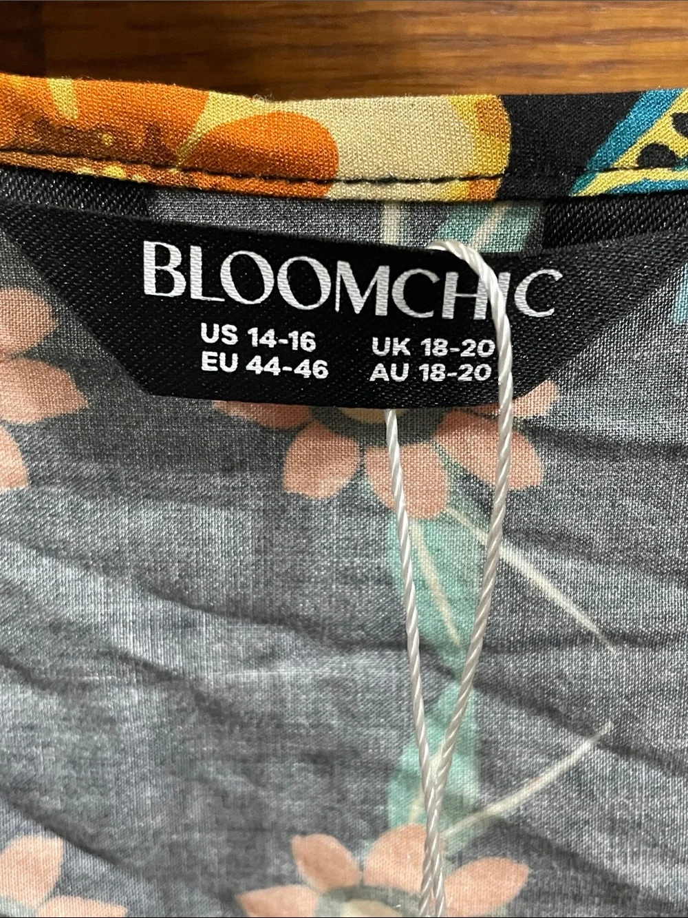 BloomChic Black Floral Tie-Front Tunic Orange &  Yellow Accents NWT Sz. 14/16